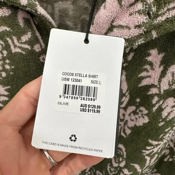 THE UPSIDE NWT Evereve Cocos Stella Collared Terry Cloth Shirt // L - Picture 12 of 15